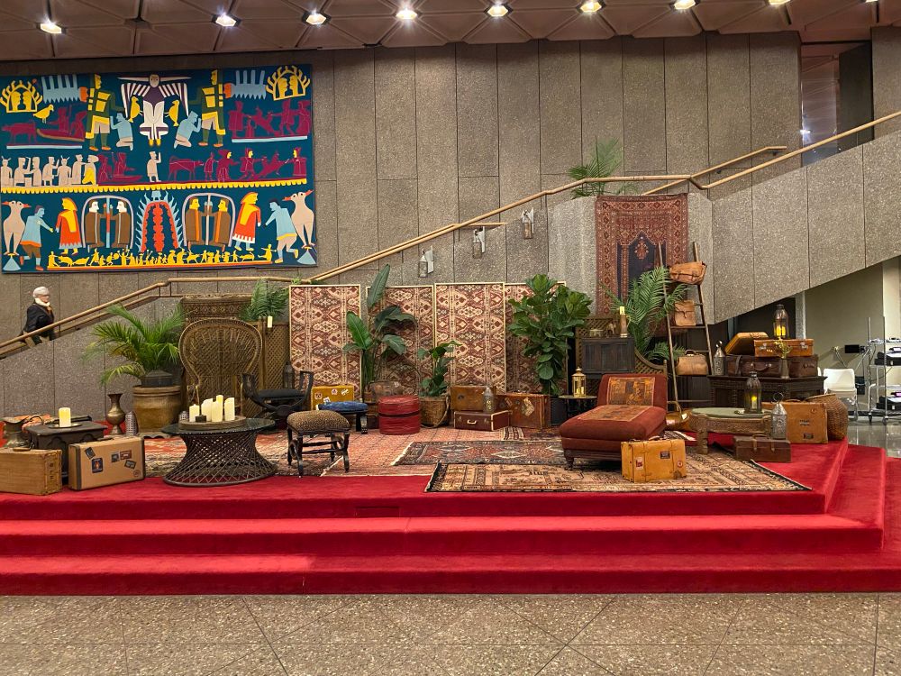 A quasi-Moroccan scene set up in the main lobby 