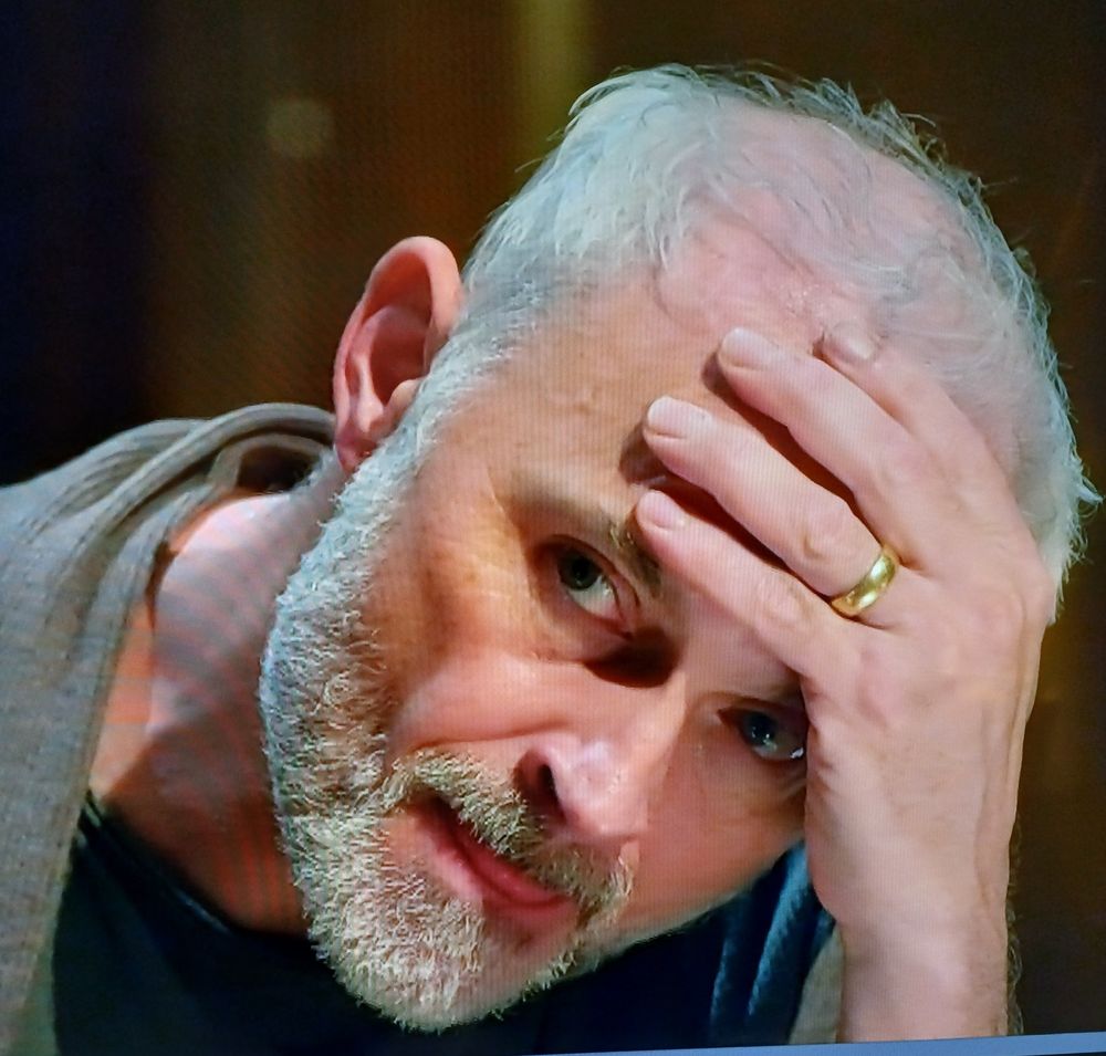 Actor Mark Bonnar looking vengeful after Claire Balding is banished from Celebrity Traitors.