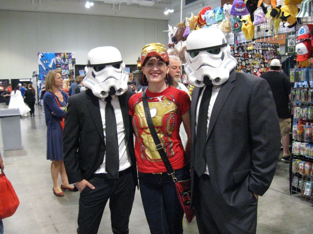 Me, dressed as Iron Mom, flanked by two Corporate Stormtroopers at Nashville Comic-Con long ago