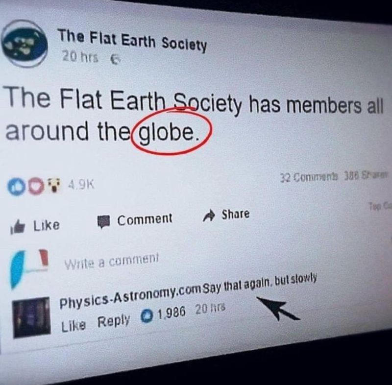 Screenshot of The Flat Earth Society bio: 