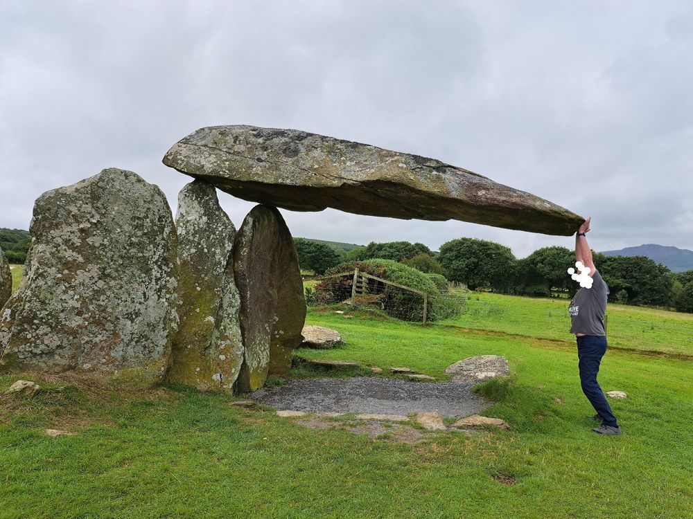 Stone monument being held up with the help of AI