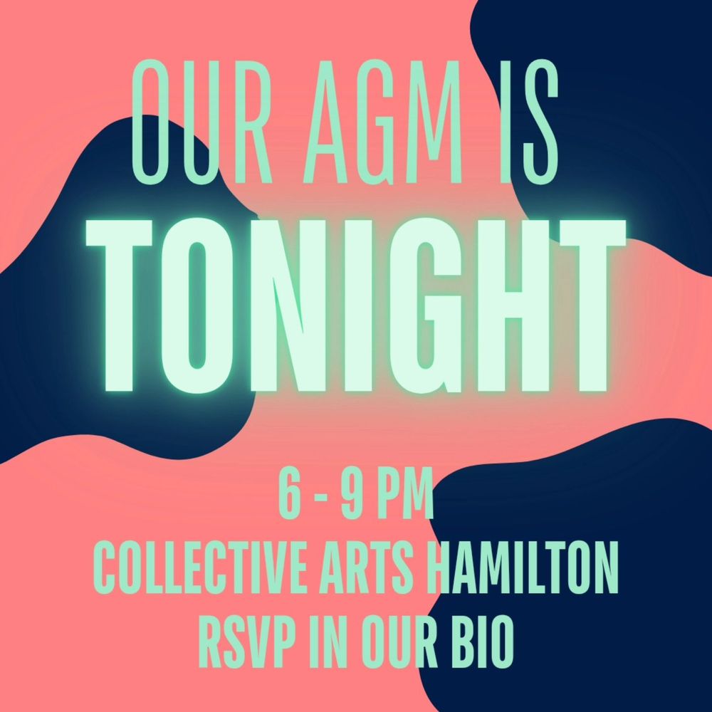 Cycle Hamilton AGM Announcement poster. Today 6-9 pm at Collective Arts