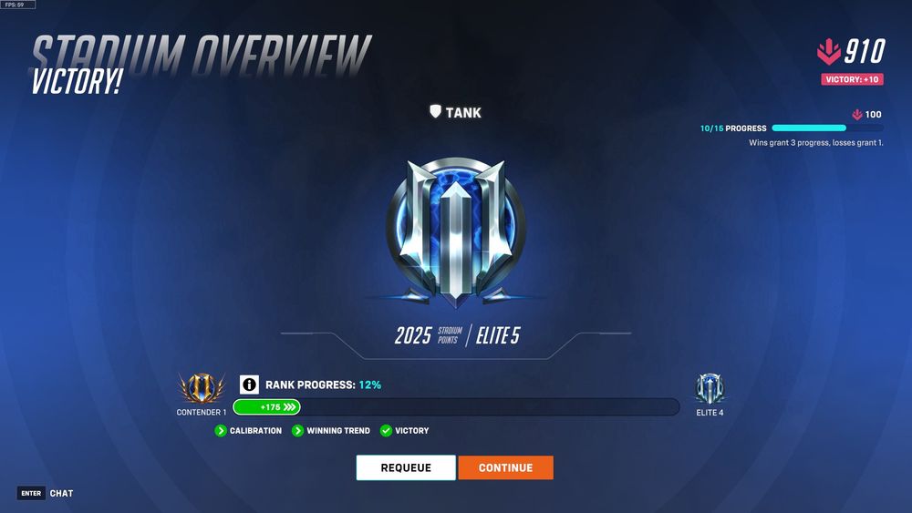 overwatch victory screen, ranking up to elite rank for the tank role