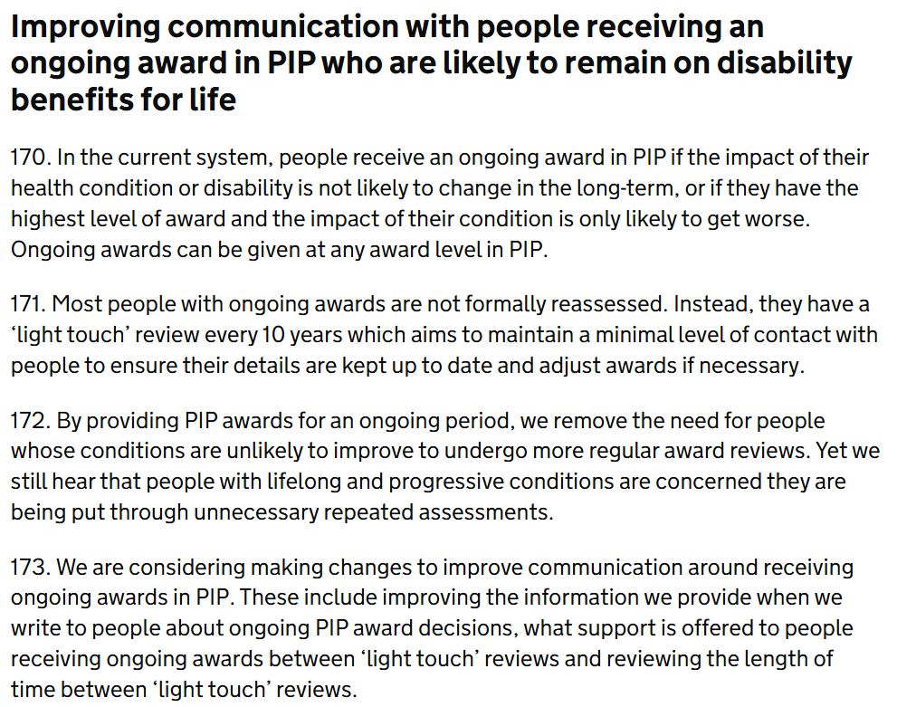 Paras 170-173 of the Pathways to Work Green Paper are excerpted