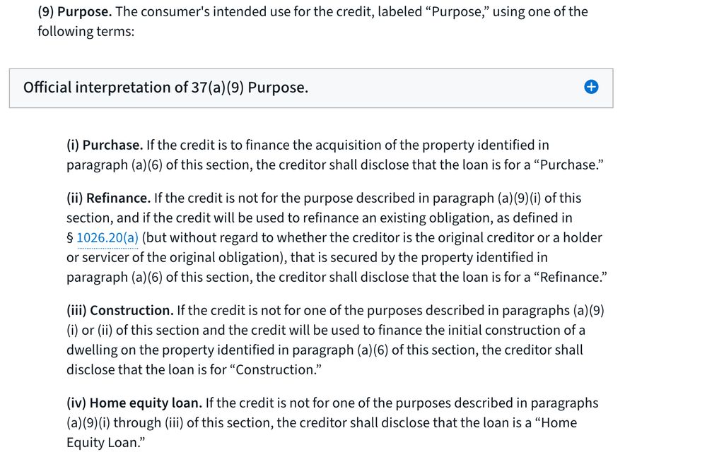 Purpose =/ "Property Use"
