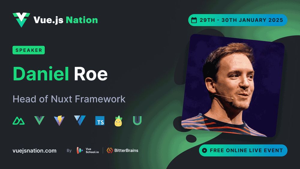 We are thrilled to share that @danielroe.dev is joining #VueJsNation25 to unpack bundling! 📦

Together with Daniel, we’ll rethink how bundlers can optimize JS, if we let go of some of our previous assumptions about what bundling means.

Don't miss it! 🔥 vuejsnation.com/