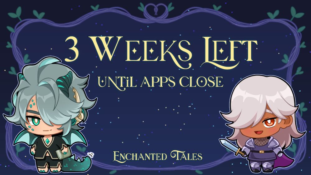 3 weeks left before contributor applications close for the fairytale themed cyno and alhaitham centered genshin impact zine: enchanted tales!