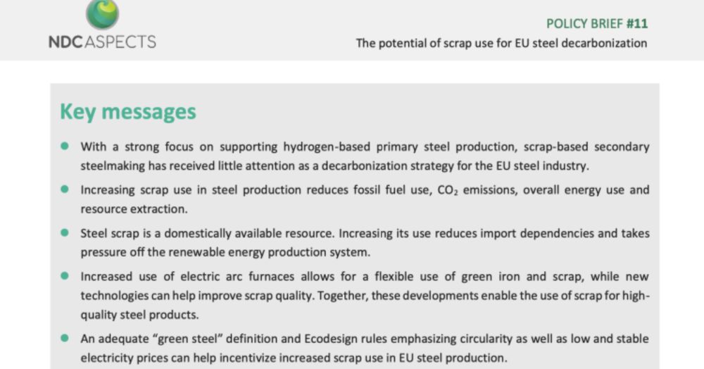 New policy brief on the potential of scrap use for EU steel decarbonization