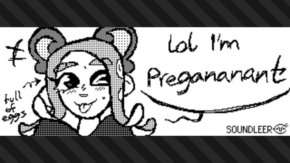 splatoon 3 plaza post doodle from january 2024 of my octoling oc, marley, winking at the viewer while nonchalantly blurting out that they're pregnant with eggs inside them

"lol im pregananant"