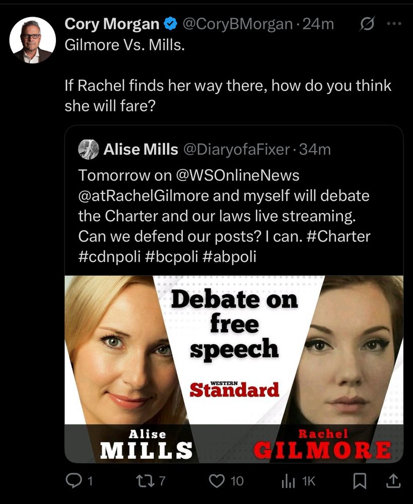Cory Morgan from Western Standard advertises the “debate” that I never agreed to 