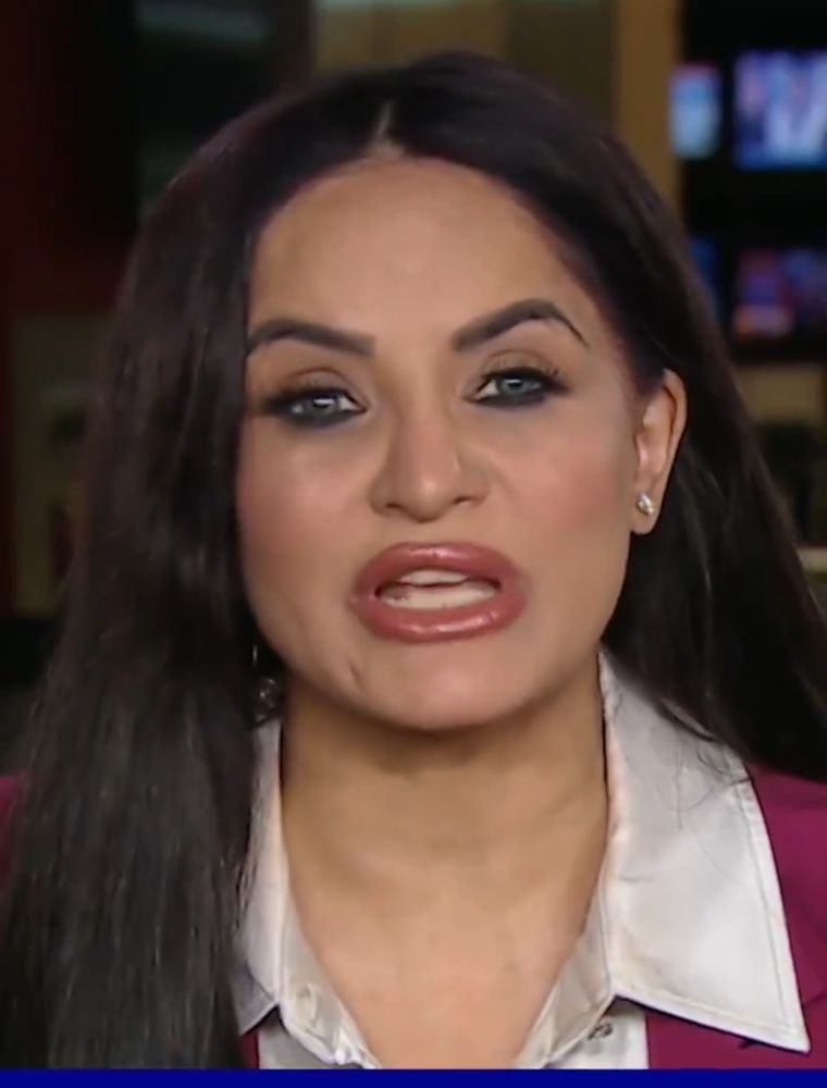 Image shows the real Ruby Dhalla in a CBC interview. She has a normal, human, age-appropriate face with heavy makeup (no judgement on that — I love makeup! But I do judge her ridiculous policy positions!)