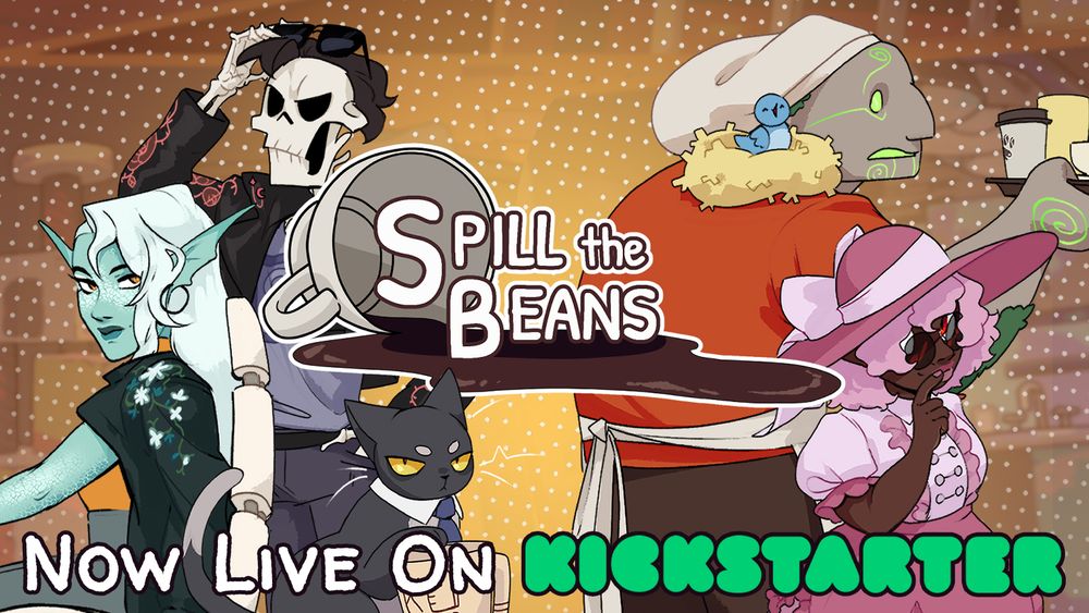 Image: Key art for Spill the Beans depicting the five main scapegoat characters.
