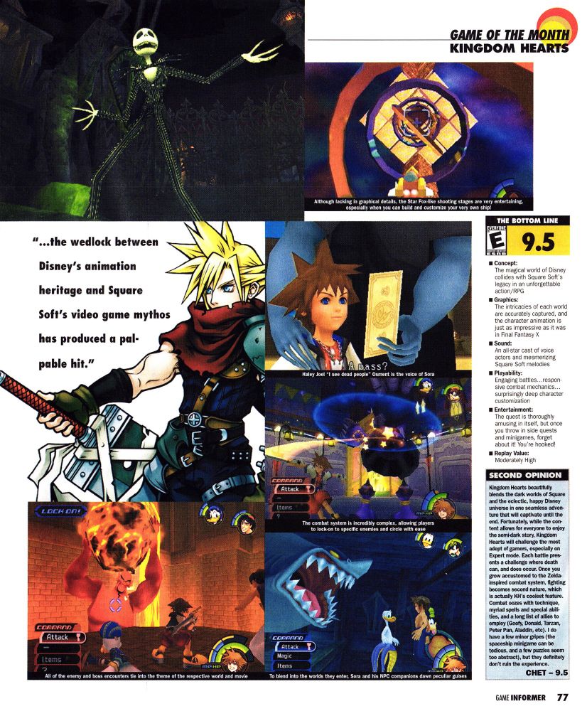 Game Informer review of Kingdom Hearts. Scan by Retromags.