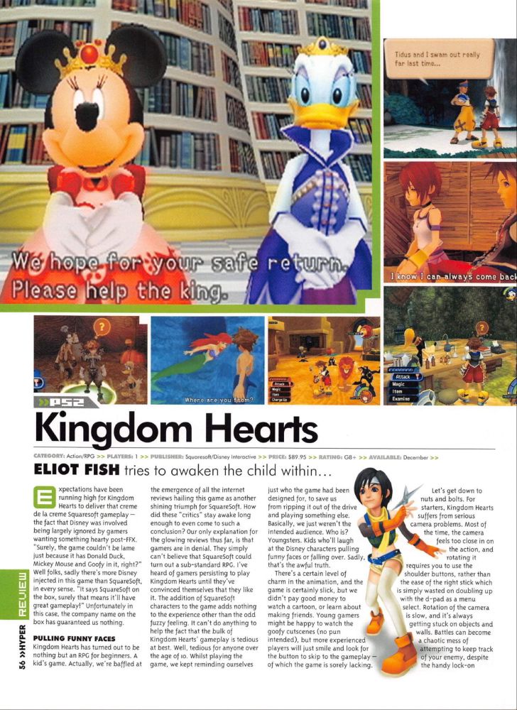 Hyper magazine review of Kingdom Hearts. Scan is possibly from retroCDN.