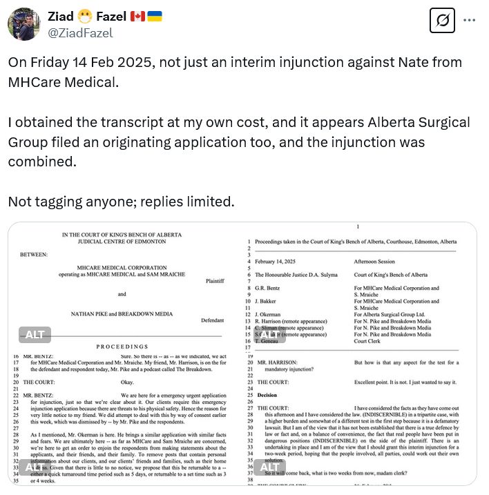 Sorry screenshots of court documents too long to type the whole thing out.

The gist of it is that Mraichi feared for his safety as the reason for the injunction.