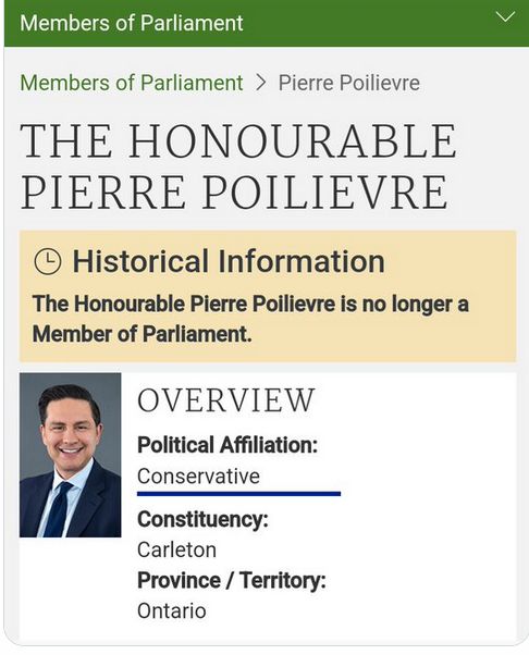 Members of Parliament> Pierre Poilievre

The Honourable Pierre Poilievre is no longer a
Member of Parliament