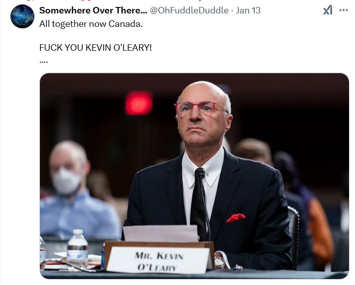 Pic of Kevin O'Leary

All together now Canada.

FUCK YOU KEVIN O'LEARY!