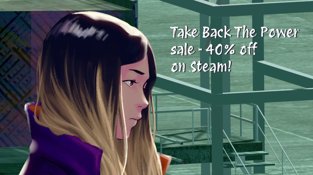 Banner for Solace State featuring Chloe - text reads:
"Take Back The Power
sale - 40% off 
on Steam!"