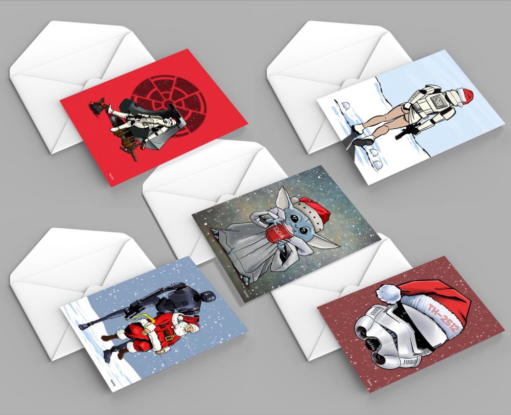 5 Pack of Star Wars Themed Christmas Cards — Infinite Bacon