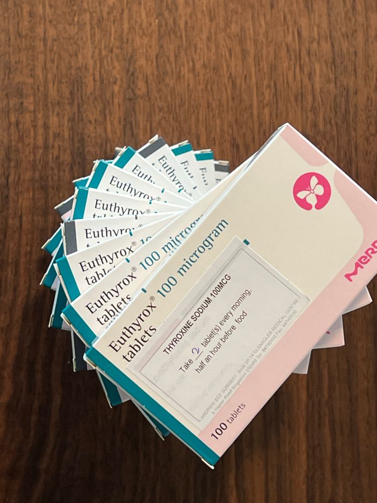 Several boxes of levothyroxine tablets