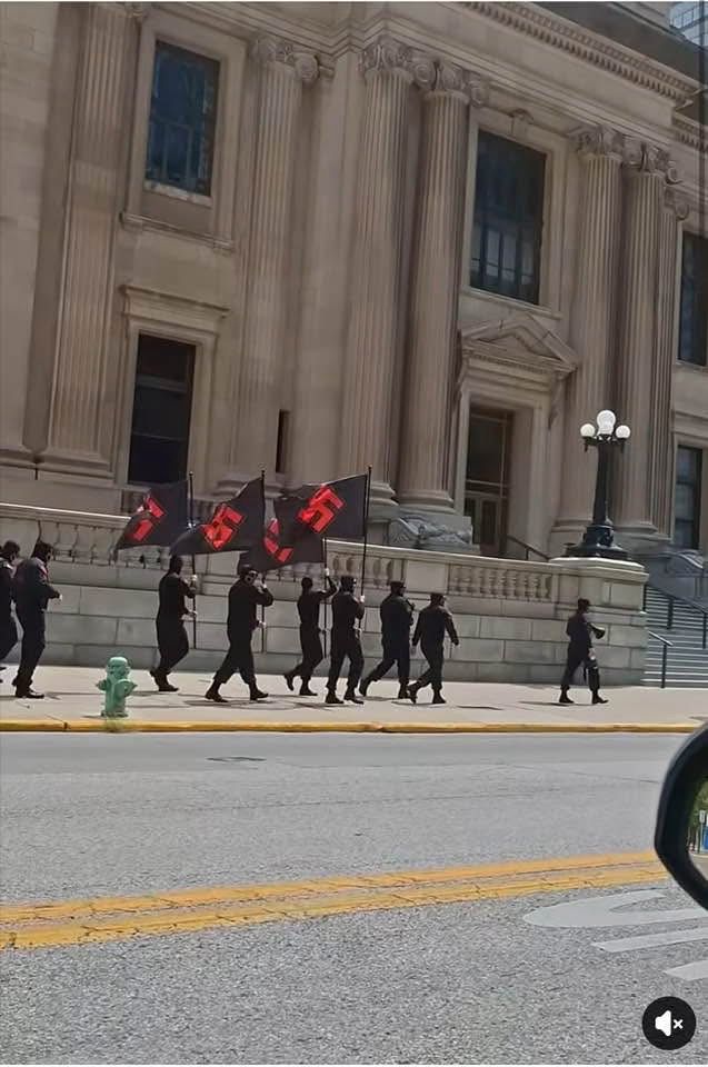 Nazis marching in the streets in indianapolis, indiana. 