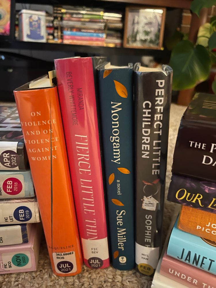 Books that include “on violence and violence against women”, “fierce little thing”, “monogamy”, “perfect little children”