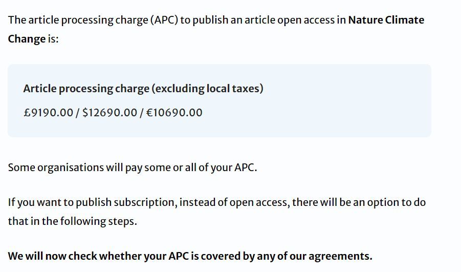 $12,690 OA fees for Nature Climate Change