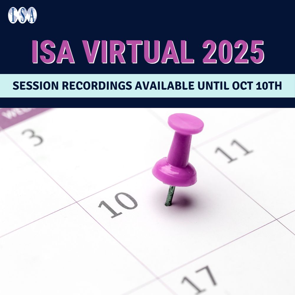 Text: ISA Virtual 2025
Session Recordings available until Oct. 10th
Image: image of a calendar with a pushpin on the 10. ISA logo