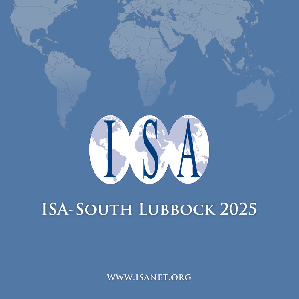 Text: ISA-South Lubbock 2025
Image: light blue background with faded world map on top. ISA logo