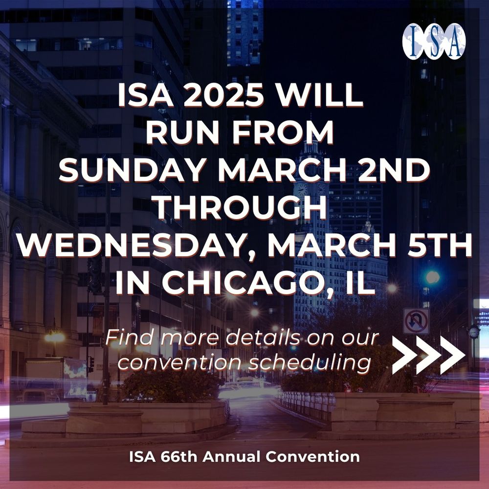 ISA 2025 will run from Sunday March 2nd - Wednesday, March 5th in Chicago, IL - Find more details on our convention scheduling and an arrow pointing right. 
ISA 66th Annual Convention - ISA logo