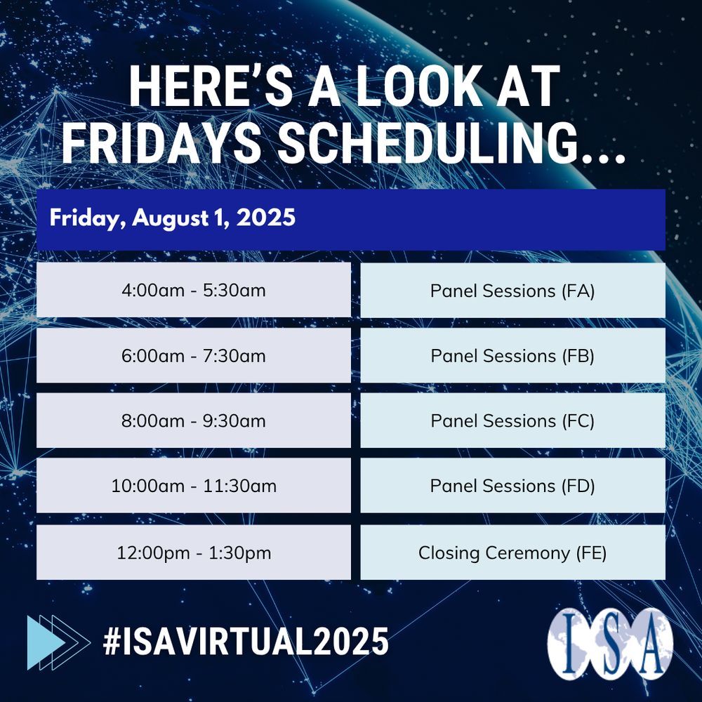 Here's a look at Friday's scheduling...
August 1, 2025
4am-5:30am - Panel Sessions (FA)
6am - 7:30am - Panel Sessions (FB)
8am - 9:30am - Panel Sessions (FC)
10am - 11:30am - Panel Sessions (FD)
12pm - 1:30pm - Closing Ceremony (FE)