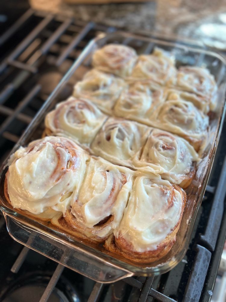 Cinnamon rolls warm and fresh out of the oven