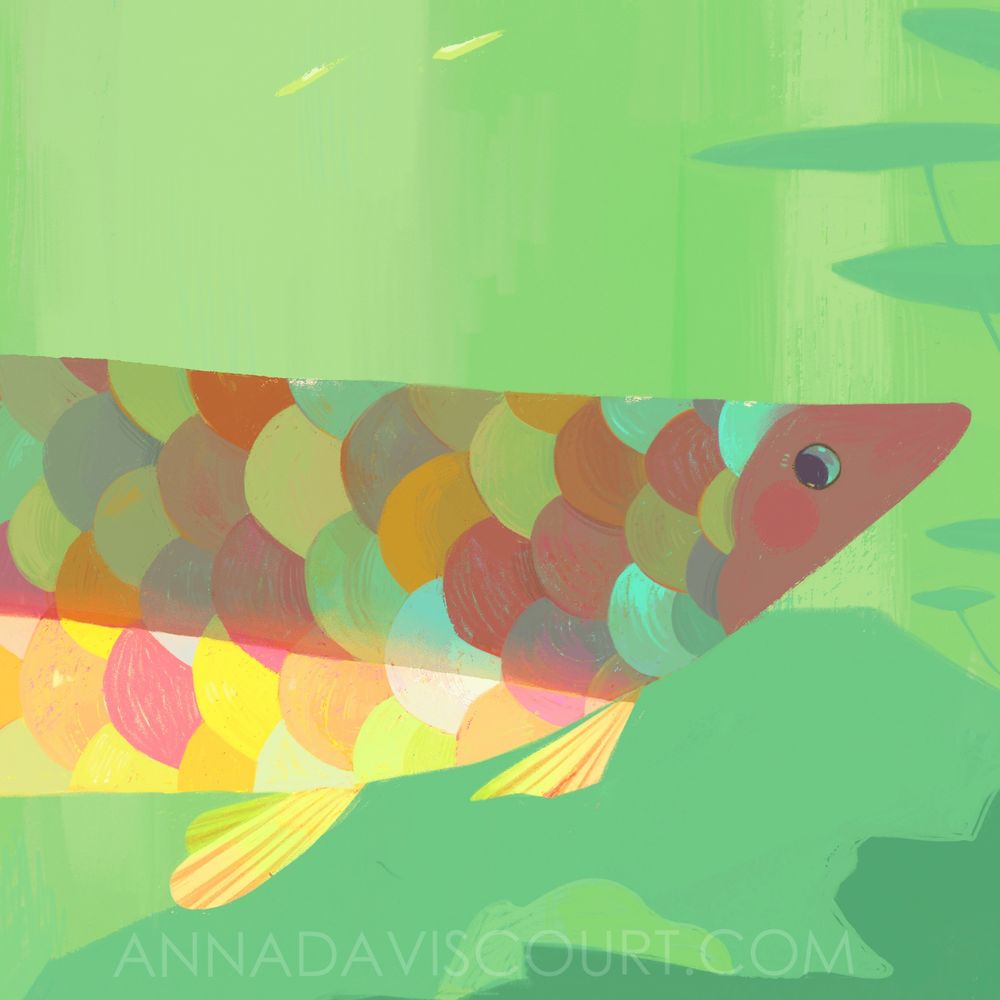 A close up of the fish face. Watermark: AnnaDaviscourt.com