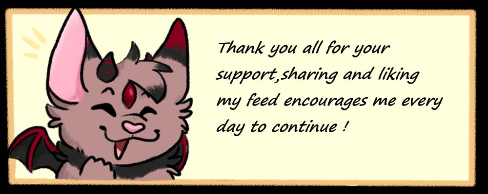 art by: trashboywally.bsky.social smiling Eno said: "Thank you all for your support, sharing and liking my feed encourages me every day to continue!"