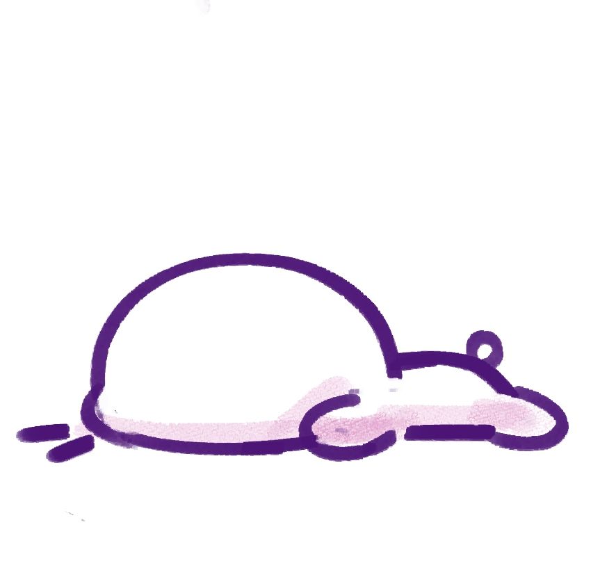 A drawing of a TBH creature lying face down on the ground. Original artist is @magentasnail on tumblr.