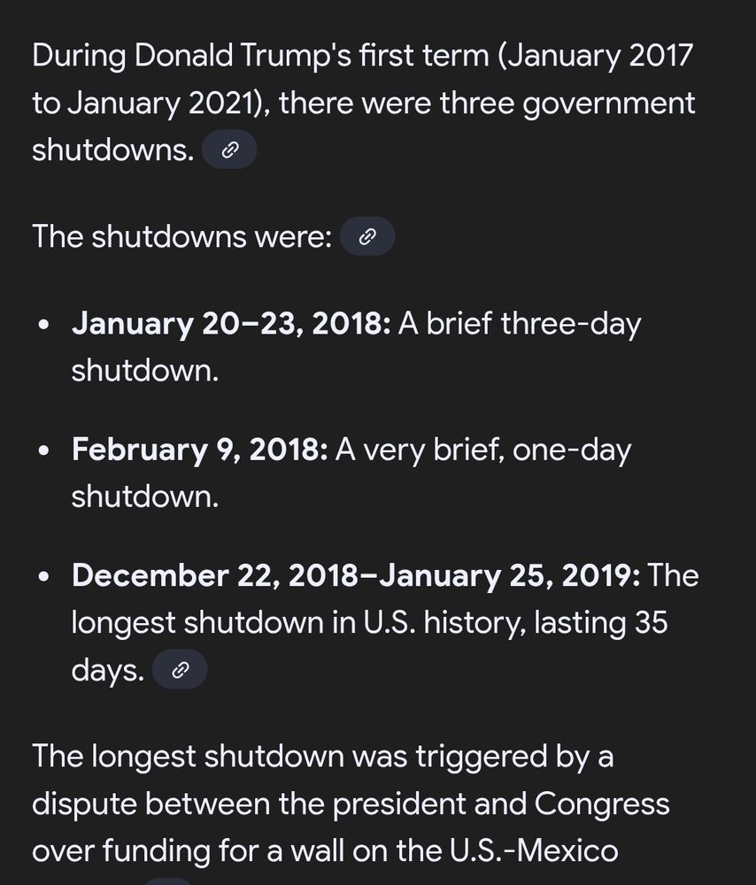 List of tRump gov shutdowns