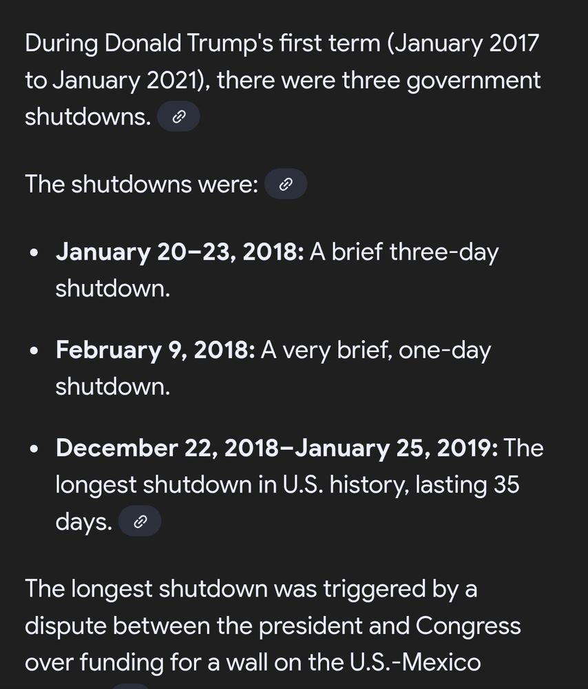 tRump's government shutdowns in his first term.