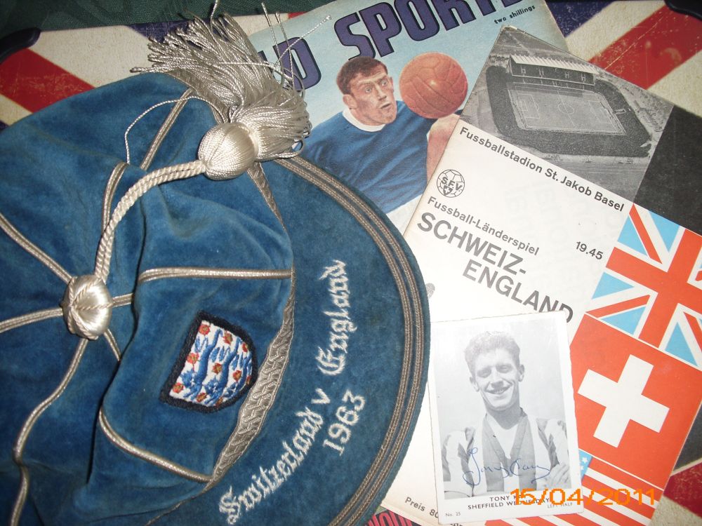 My one and only England cap and a program from the game 1963