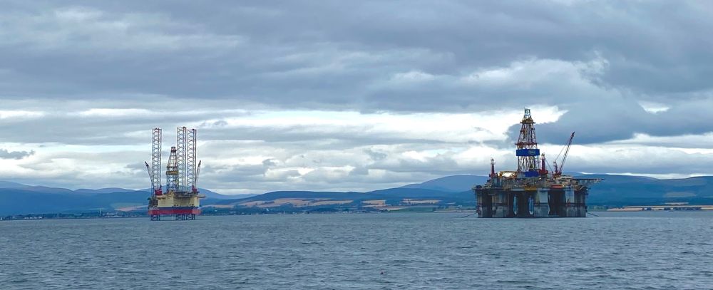 Oil rigs in the Cromarty Firth. 