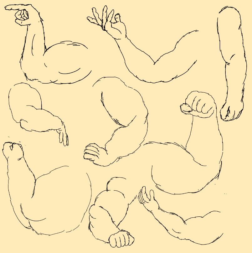 Various sketches of various arms.