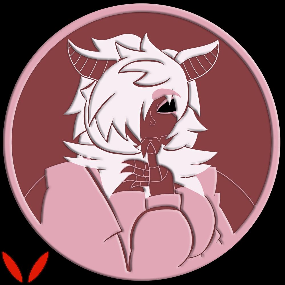 Pink, brown, and white token of a large-chested moth girl.