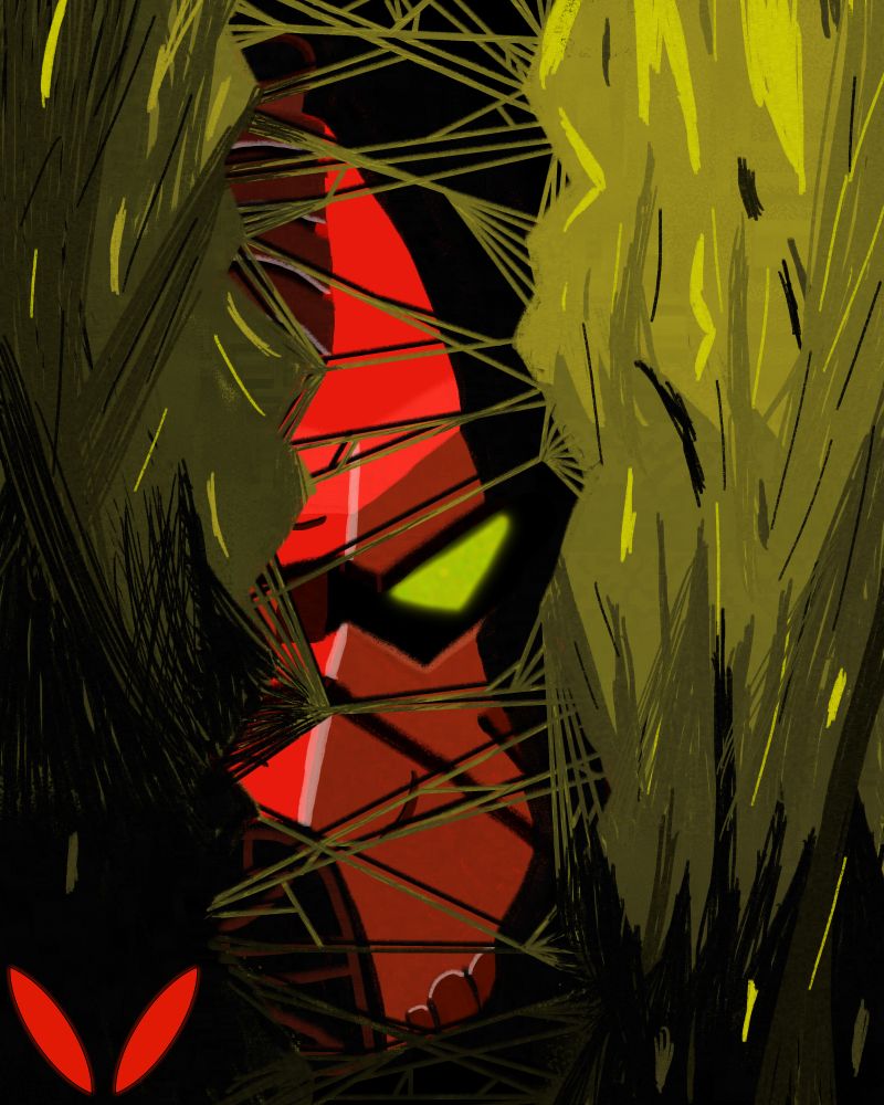 A replication of one of the teasers of Bionicle 2005. A red bio-mechanical being is trapped in a tearing cocoon, which has mutated him.