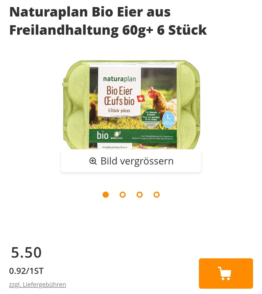 6 eggs for 5.50 CHF
These are "large" eggs from organic farming in the online shop of a grocery chain mind you. So maybe not fully the American experience 