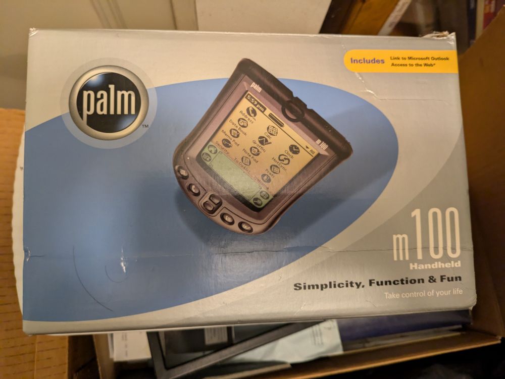 The box for a Palm m100 handheld in very good condition 