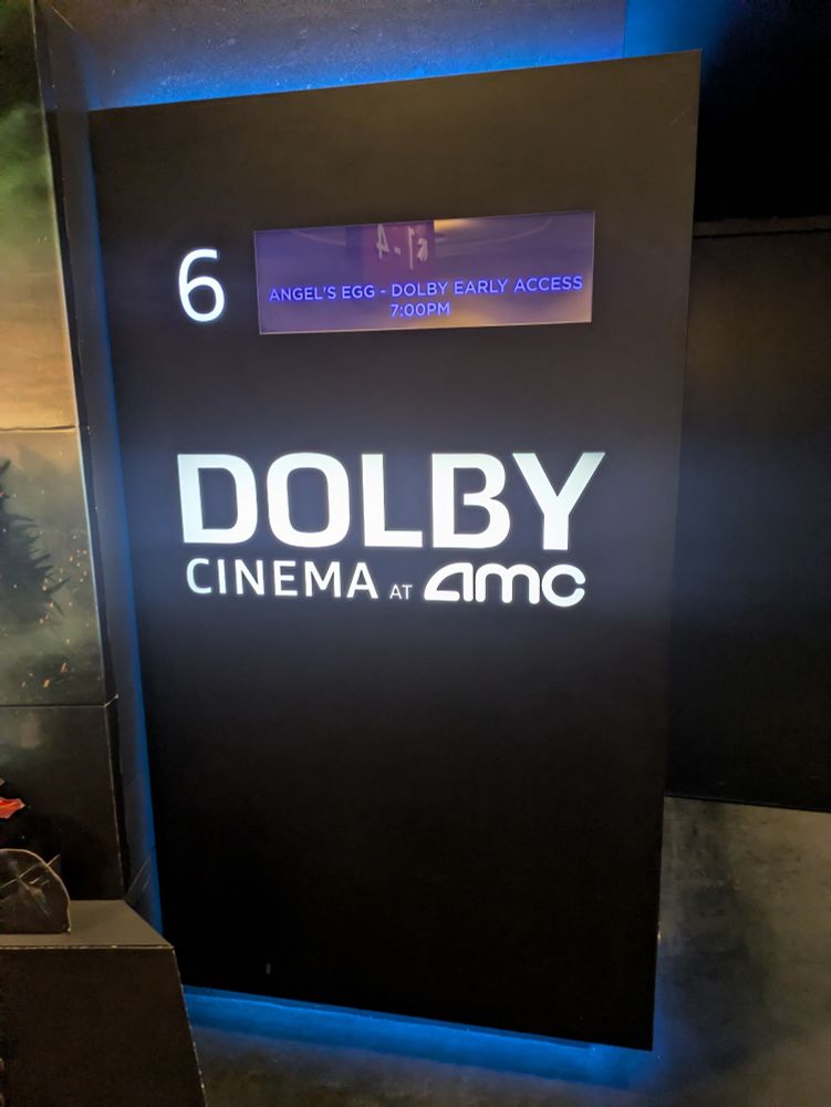 Theater pillar screen for Angel's Egg in Dolby Cinema at 7:00