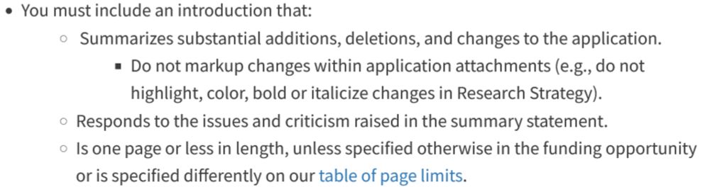 NIH guidance on Resubmission Applications