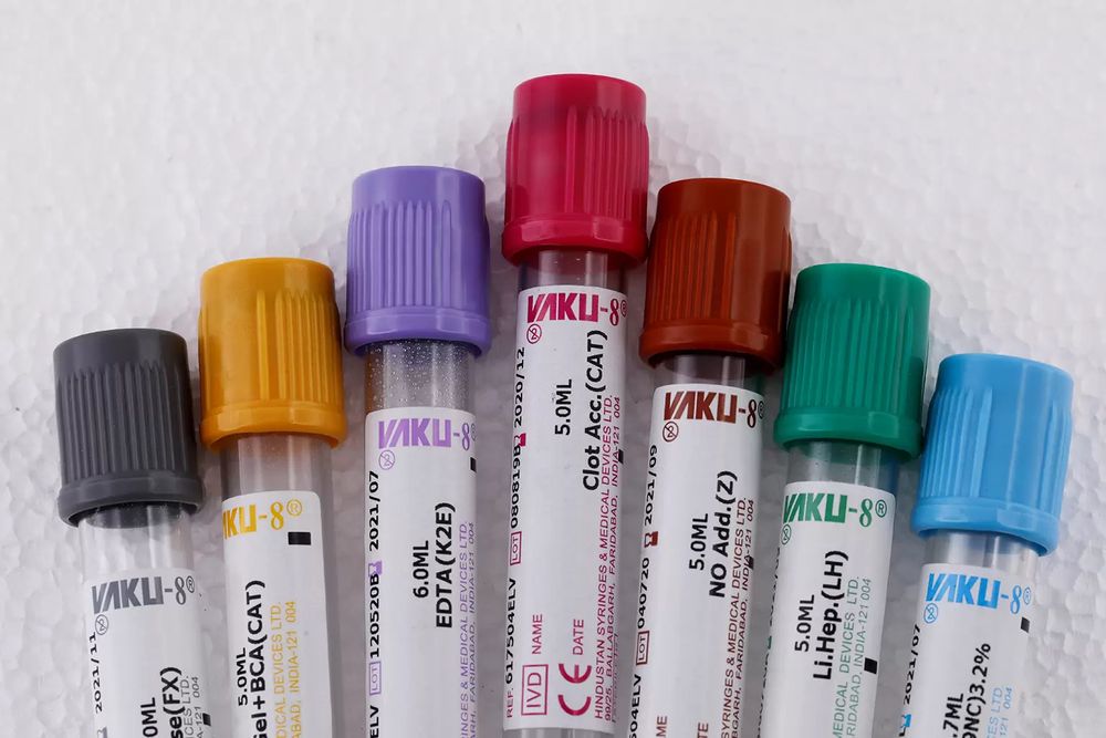 a picture of different colored vacutainers