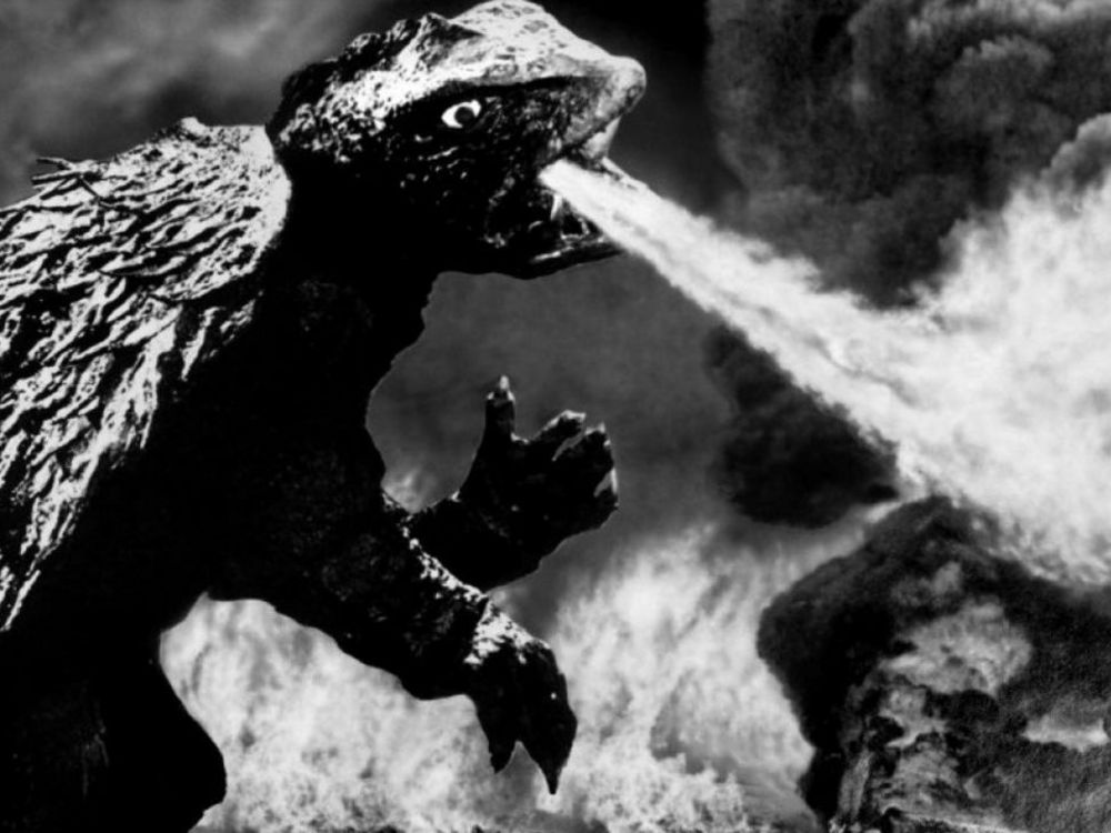 Gamera the giant turtle monster breathing fire