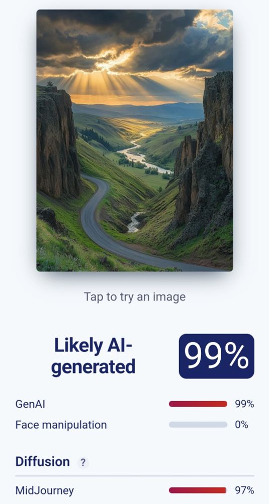 AI Image Analysis

Likely AI-generated 99%
GenAI 99%
Face manipulation 0%
Diffusion 
MidJourney 97%