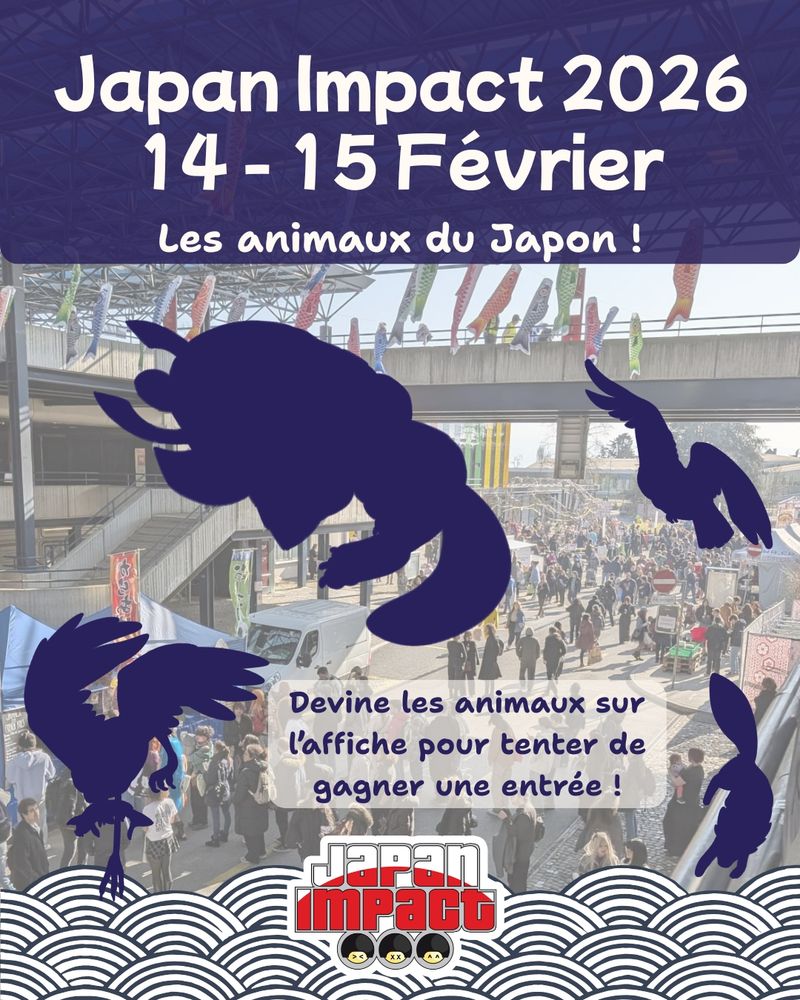 Japan Impact se tiendra les 14 et 15 Février 2026, devine les animaux sur l'affiche pour tenter de gagner une entrée !